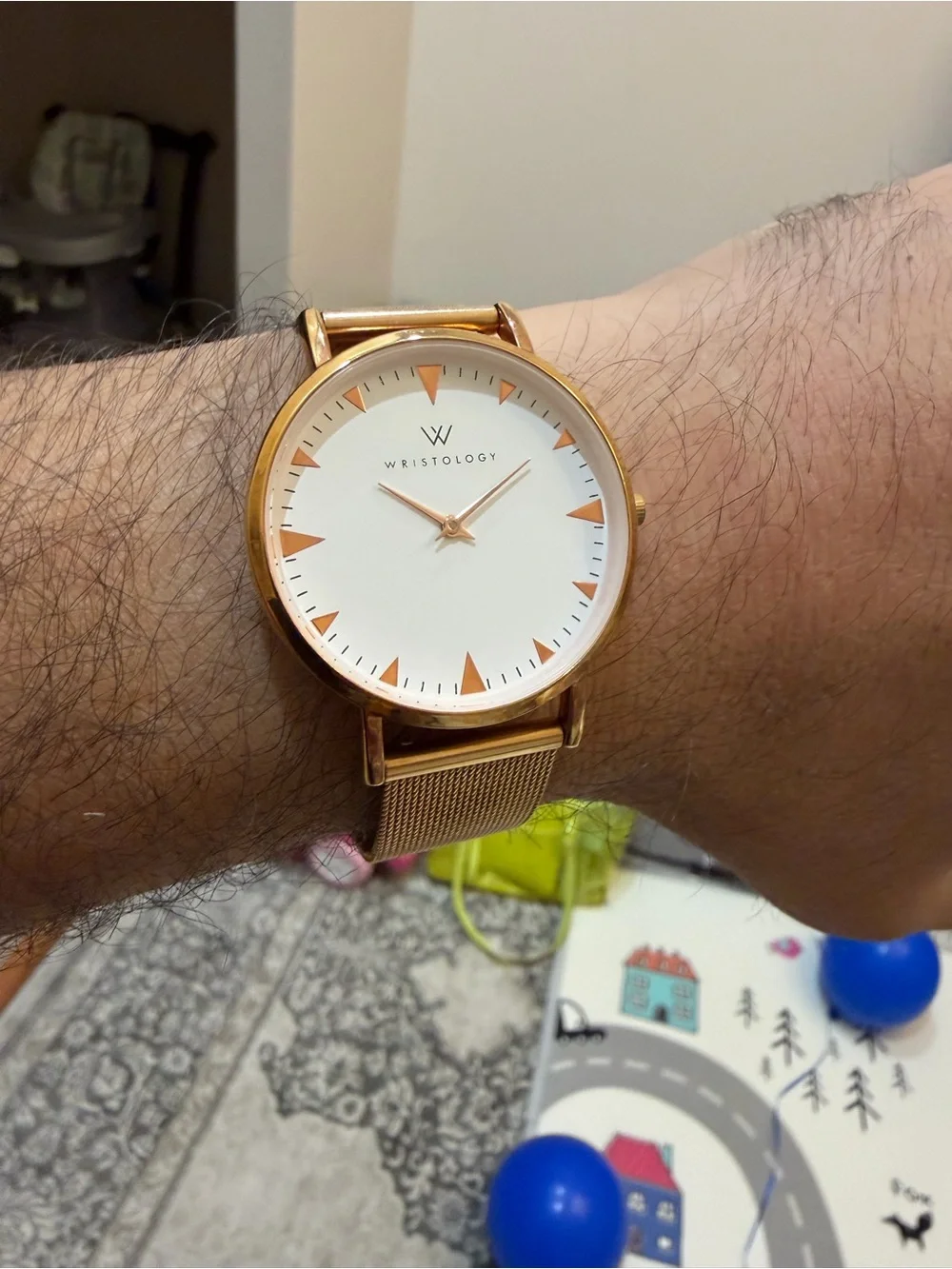 WRISTOLOGY Stella Unisex’s Rose Gold Mesh Watch 38mm White Dial Boyfriend Style